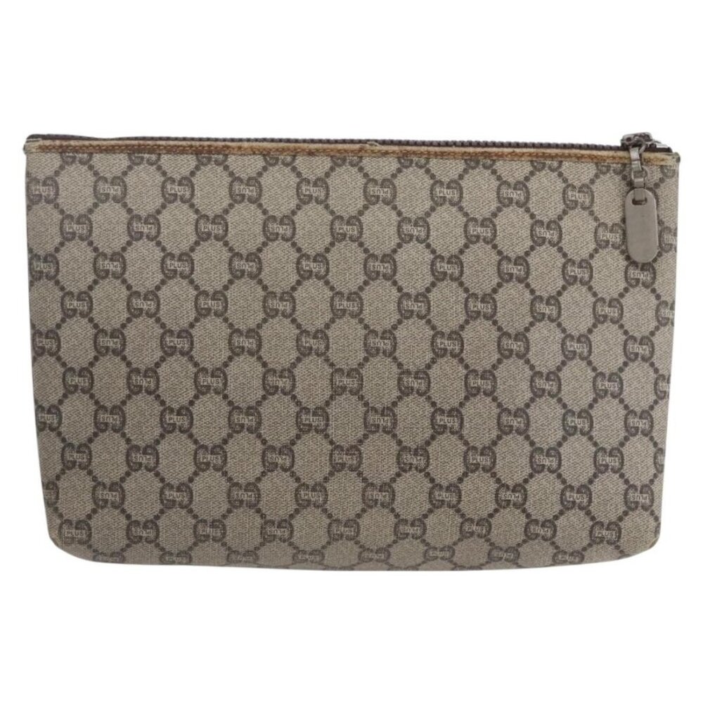 GUCCI GG Supreme Bamboo Shoulder Bag PVC Nylon 3 Set Beige Black Auth ka378 - Picture 3 of 16